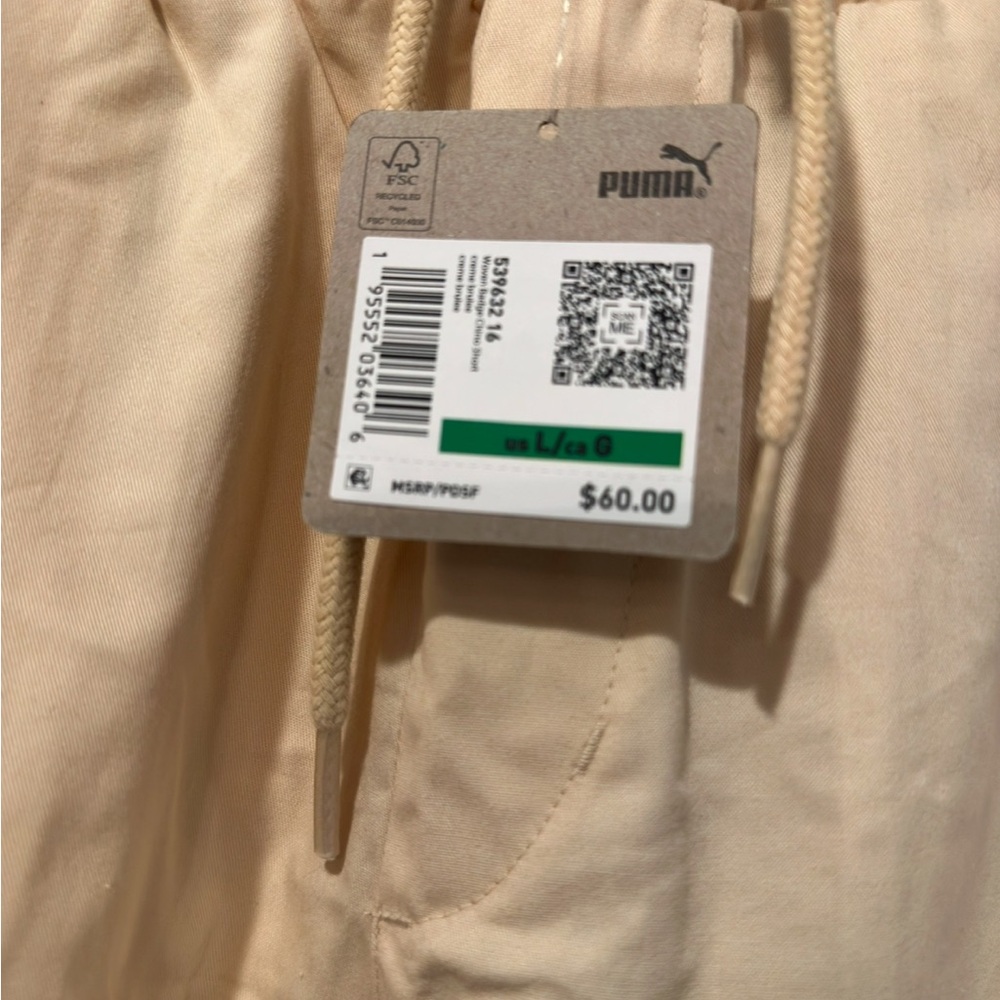 Puma Women's Cotton Woven Badge Chino Short In Creme Brulee - Picture 4 of 4